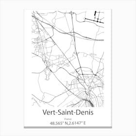 Vert Saint Denis,France Minimalist Map Canvas Print