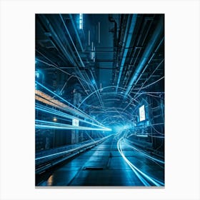 A Dynamic Scene Encapsulating The Essence Of Cybersecurity And Telecommunications Featuring A High (2) Canvas Print