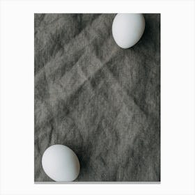 White Eggs On A Grey Cloth Canvas Print