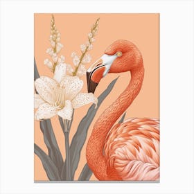 Andean Flamingo And Canna Lily Minimalist Illustration 4 Canvas Print