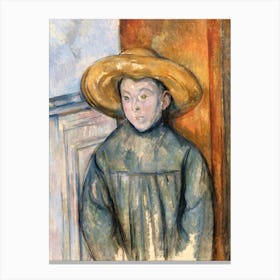Boy With A Straw Hat, Paul Cézanne Canvas Print