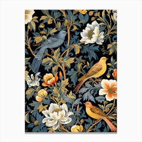 Wallpaper With Birds And Flowers 1 Canvas Print