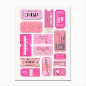 Pink Cinema Tickets Canvas Print