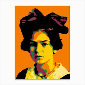Frida Kahlo in Colorful Abstract Pop Art Illustration Canvas Print