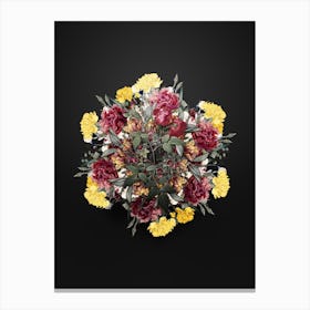 Vintage Velvet China Rose Flower Wreath on Wrought Iron Black Canvas Print