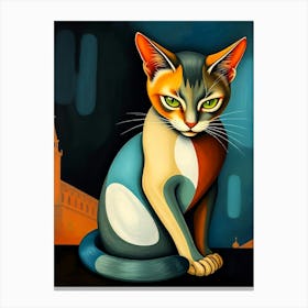 Cat Painting Color Canvas Print