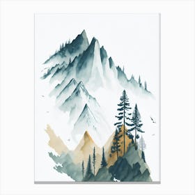 Mountain And Forest In Minimalist Watercolor Vertical Composition 109 Canvas Print