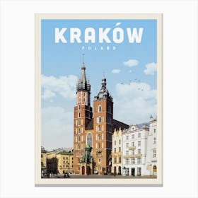 Krakow Poland Travel Poster Canvas Print