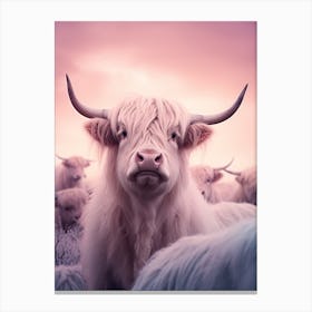 Pink Highland Cow Gradient Canvas Print