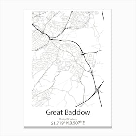 Great Baddow,United Kingdom Minimalist Map Canvas Print