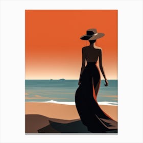 Illustration of an African American woman at the beach 120 Canvas Print
