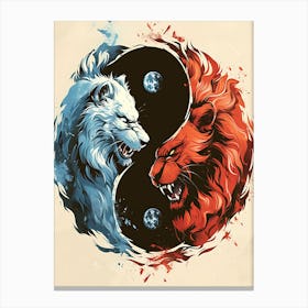 Badass Lion And Wolf 7 Canvas Print