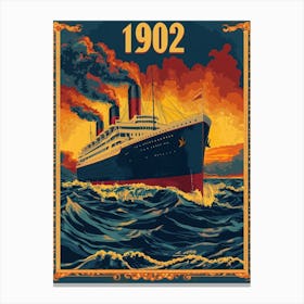 Aihrgdesign A Vintage Travel Poster Of A Grand Ocean Liner Cr 178cf678 17d6 4716 912e 1583dca501a6 0 Canvas Print