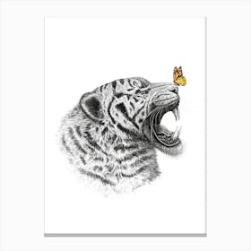 Tiger With Butterfly 1 Canvas Print