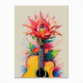 Guitar With Flowers Canvas Print