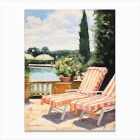 Sun Lounger By The Pool In Padua Italy Canvas Print