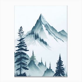 Mountain And Forest In Minimalist Watercolor Vertical Composition 123 Canvas Print
