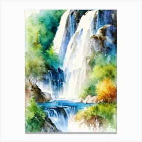 Zrmanja Waterfalls, Croatia Water Colour  (1) Canvas Print