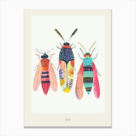 Colourful Insect Illustration Fly 8 Poster Canvas Print
