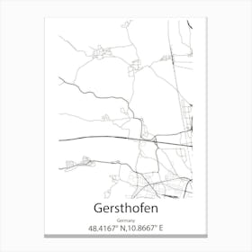 Gersthofen,Germany Minimalist Map Canvas Print