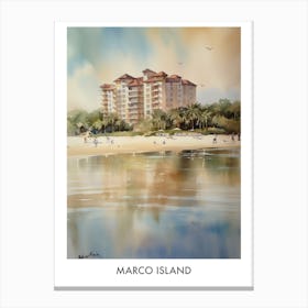 Marco Island Watercolor 1travel Poster Canvas Print