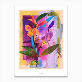 Orchid 2 Neon Flower Collage Poster Canvas Print