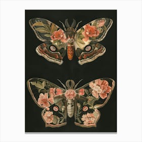 Dark Butterflies William Morris Style 5 Canvas Print