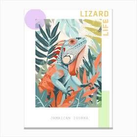 Turquoise Jamaican Iguana Abstract Modern Illustration 6 Poster Canvas Print
