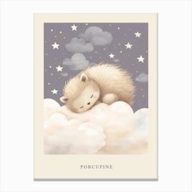 Sleeping Baby Porcupine Nursery Poster Canvas Print