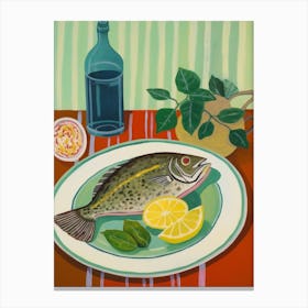 Flounder Italian Still Life Painting Canvas Print