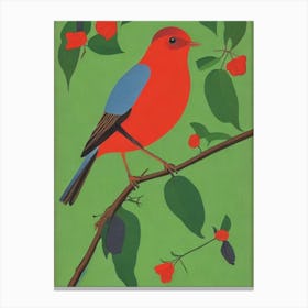 European Robin Midcentury Illustration Bird Canvas Print