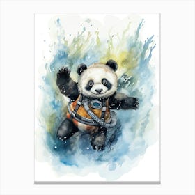 Panda Art Tasting Wine Watercolour 3 Canvas Print