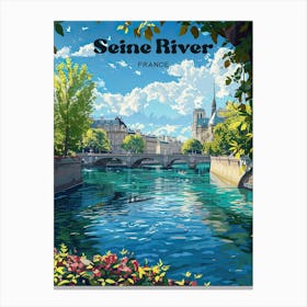 The Seine River France Art Illustration Leinwandbild