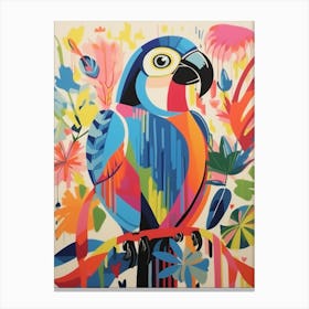Colourful Scandi Bird Macaw 1 Canvas Print