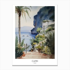 Capri Watercolour Travel Poster 2 Canvas Print