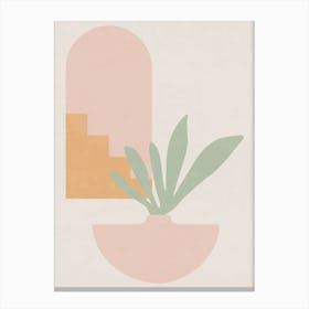 Bohemian Minimal Plant In A Pot Canvas Print