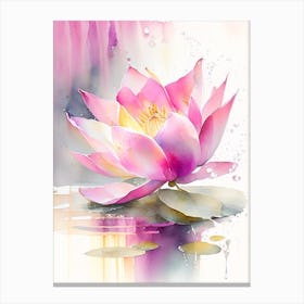 Pink Lotus Storybook Watercolour 2 Canvas Print