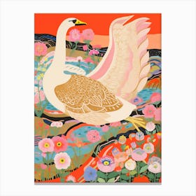 Maximalist Bird Painting Swan 5 Canvas Print