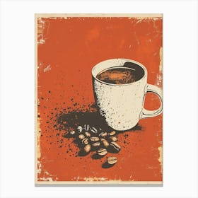 Coffee & Coffee Beans Minimalist Illustration 3 Canvas Print
