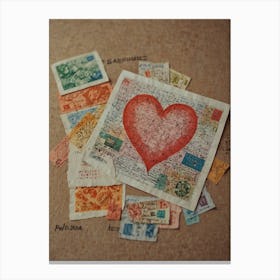 Postage Stamp Heart Canvas Print