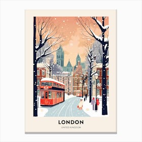 Vintage Winter Travel Poster London United Kingdom 7 Canvas Print