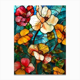Colorful Stained Glass Flowers 13 Canvas Print