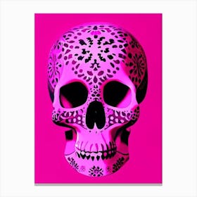 Skull With Mandala Patterns Pink Matisse Style Canvas Print