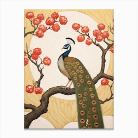 Bird Illustration Peacock 1 Canvas Print