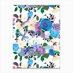 Blue Purple Roses Canvas Print