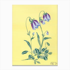 Little Violet Bells On Yellow Canvas Print