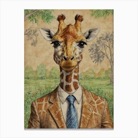 Giraffe In Suit 13 Canvas Print