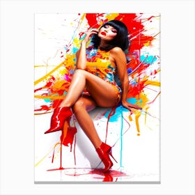 Top Model Style - Colorful Model Pose Canvas Print