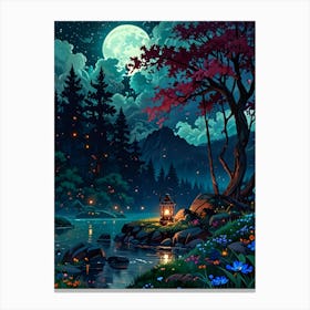 Night Landscape Painting Canvas Print