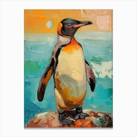 Galapagos Penguin Half Moon Island Colour Block Painting 5 Canvas Print